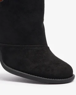 Damskie botki na słupku z wycięciami w kolorze czarnym Encura- Obuwie