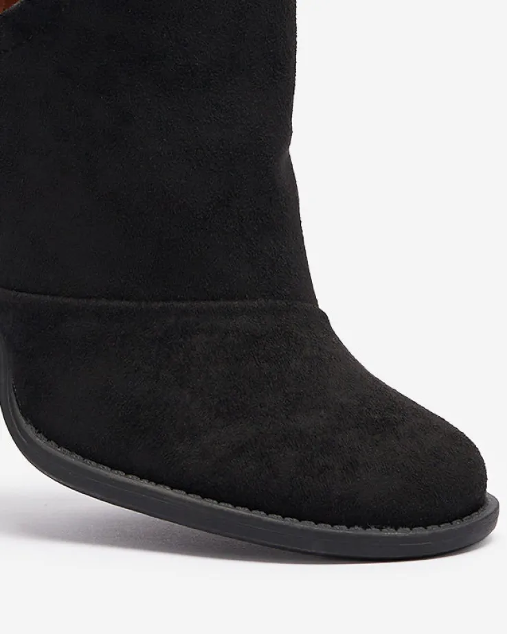 Damskie botki na słupku z wycięciami w kolorze czarnym Encura- Obuwie