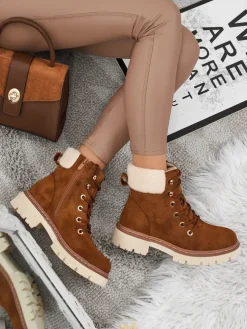 Damskie botki trapery z kożuszkiem Tessara