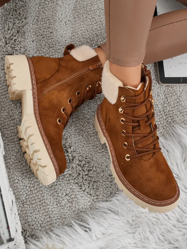Damskie botki trapery z kożuszkiem Tessara