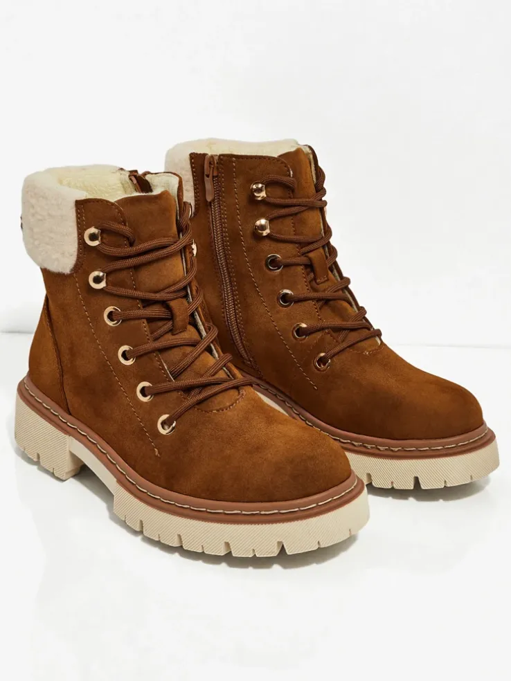 Damskie botki trapery z kożuszkiem Tessara