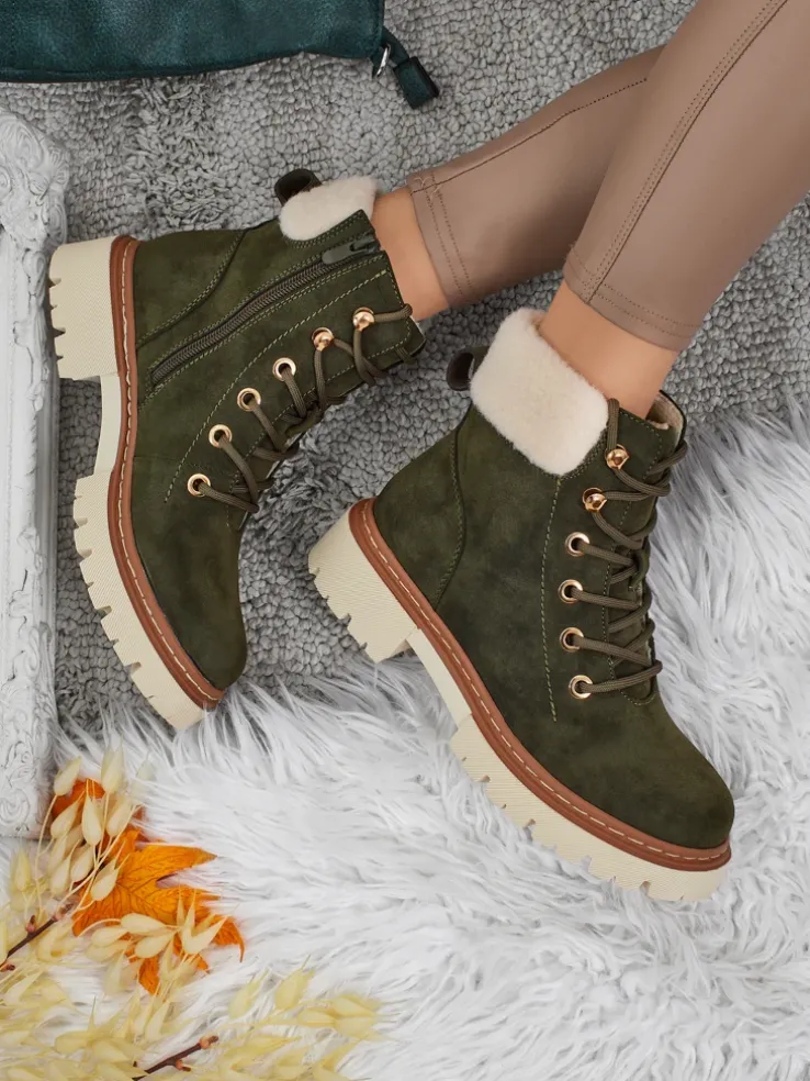 Damskie botki trapery z kożuszkiem Tessara