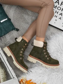 Damskie botki trapery z kożuszkiem Tessara