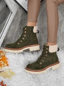 Damskie botki trapery z kożuszkiem Tessara