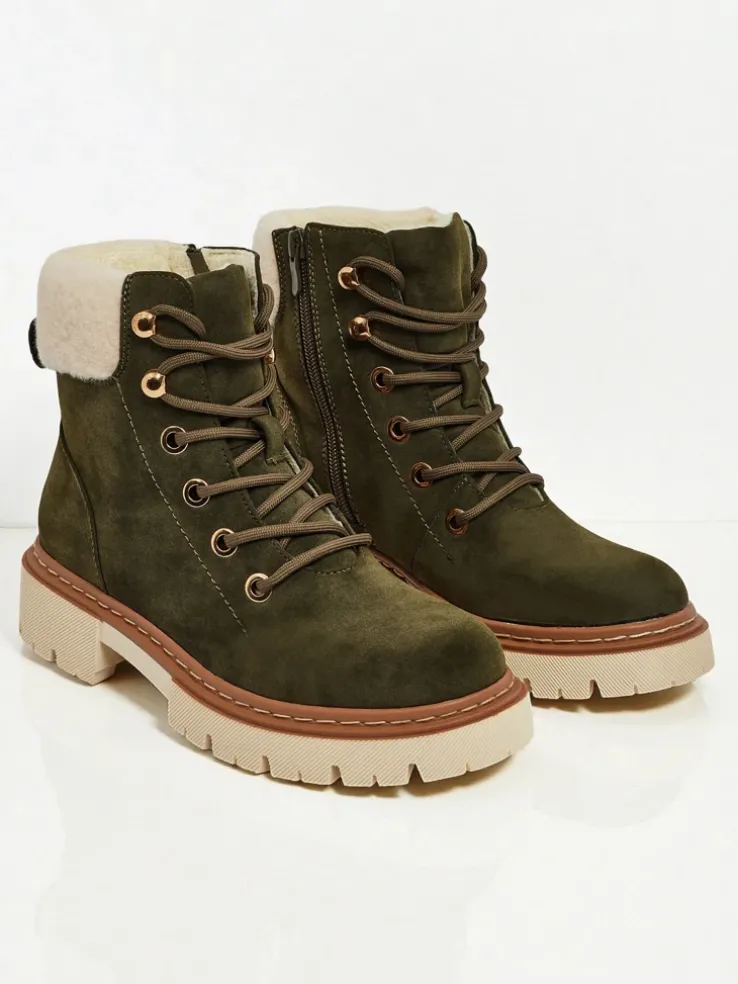 Damskie botki trapery z kożuszkiem Tessara