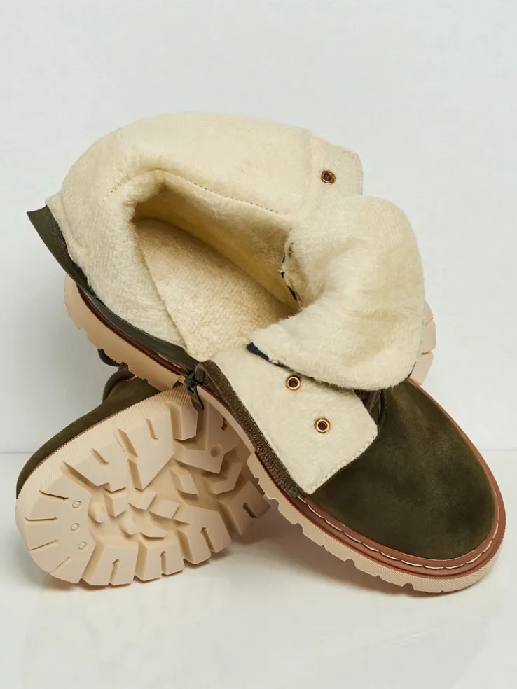 Damskie botki trapery z kożuszkiem Tessara