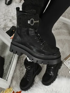 Damskie botki workery z kożuszkiem Safil