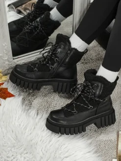 Damskie botki workery z kożuszkiem Cindora