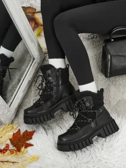 Damskie botki workery z kożuszkiem Cindora