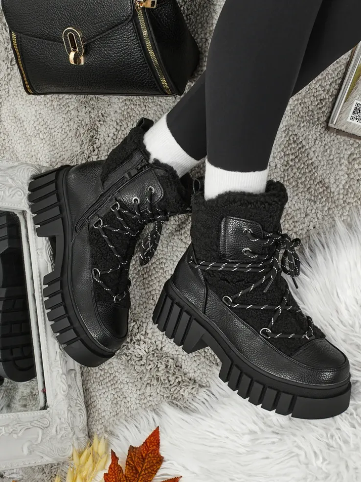 Damskie botki workery z kożuszkiem Cindora