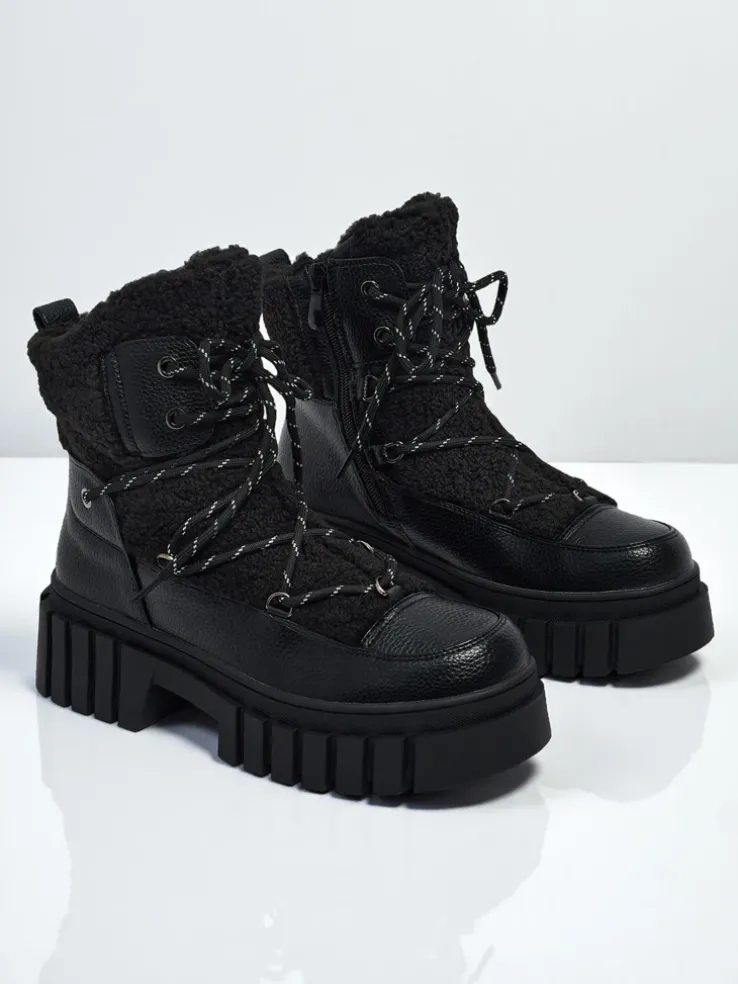 Damskie botki workery z kożuszkiem Cindora