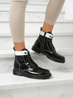 Damskie botki z ekologicznej skóry lakierowanej Echo Dust