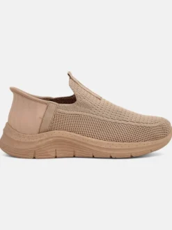 Damskie buty slip on Selene Beżowe – wygodne sneakersy na płaskim obcasie