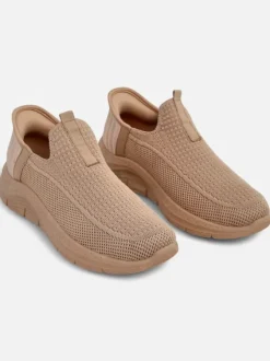 Damskie buty slip on Selene Beżowe – wygodne sneakersy na płaskim obcasie