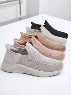 Damskie buty slip on Selene Beżowe – wygodne sneakersy na płaskim obcasie