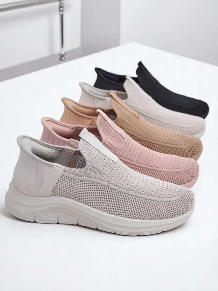 Damskie buty slip on Selene Beżowe – wygodne sneakersy na płaskim obcasie