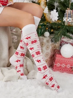 Damskie Długie świąteczne skarpety