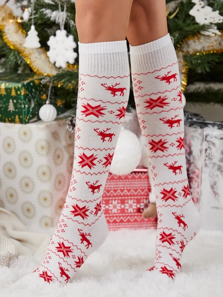 Damskie Długie świąteczne skarpety