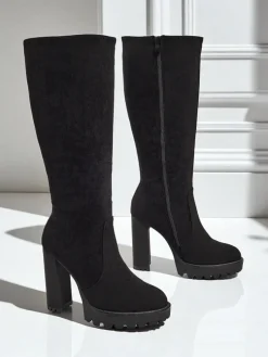 Damskie kozaki eko zamszowe na słupku GaleNest