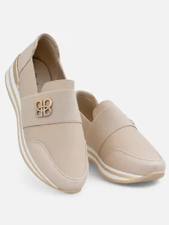 Damskie mokasyny Aurora Classico Beige skóra ekologiczna płaskie obcasy