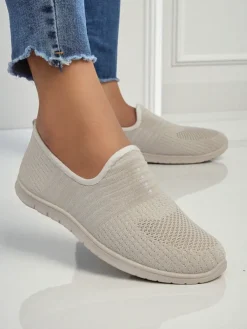 Damskie Mokasyny Callista Beżowe Z Oddychającej Tkaniny Wiosna Lato