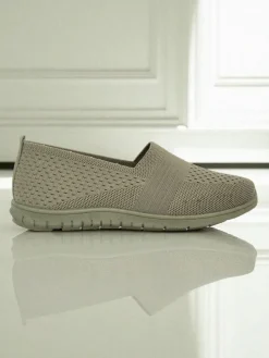 Damskie mokasyny Gaia Verde – wygodne zielone buty z tkaniny na płaskim obcasie