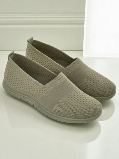 Damskie mokasyny Gaia Verde – wygodne zielone buty z tkaniny na płaskim obcasie
