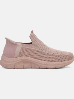 Damskie sneakersy Apollo Rosa – różowe buty slip-on z tkaniny na płaskiej podeszwie