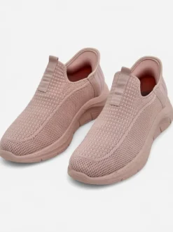 Damskie sneakersy Apollo Rosa – różowe buty slip-on z tkaniny na płaskiej podeszwie