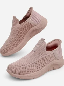 Damskie sneakersy Apollo Rosa – różowe buty slip-on z tkaniny na płaskiej podeszwie