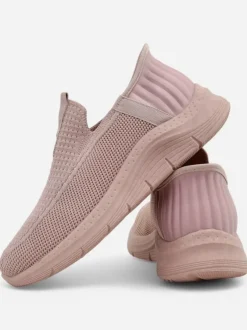 Damskie sneakersy Apollo Rosa – różowe buty slip-on z tkaniny na płaskiej podeszwie