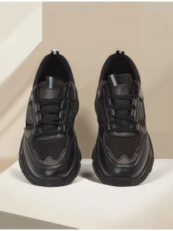 Damskie sneakersy Arete Nero na płaskim spodzie ze skóry ekologicznej