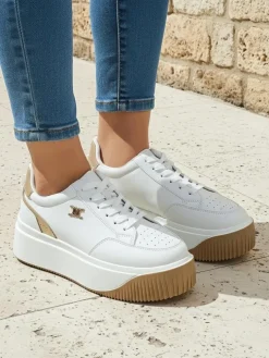 Damskie sneakersy Arianna Bianco na platformie ze skóry ekologicznej 5 cm