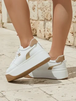 Damskie sneakersy Arianna Bianco na platformie ze skóry ekologicznej 5 cm