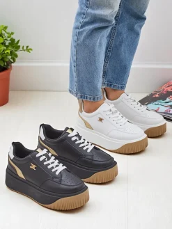 Damskie sneakersy Arianna Bianco na platformie ze skóry ekologicznej 5 cm