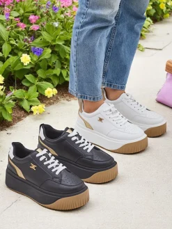 Damskie sneakersy Arianna Bianco na platformie ze skóry ekologicznej 5 cm