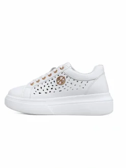 Damskie sneakersy Calista Bianco z eko skóry, ażurowe, wiosenne 4,5 cm