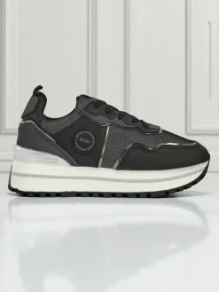 Damskie sneakersy Callista Nero na platformie 4cm, skóra ekologiczna