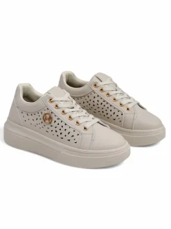 Damskie sneakersy Callista beżowe skóra ekologiczna wiosna płaski obcas