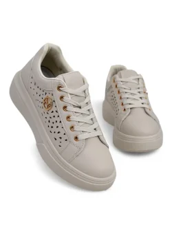 Damskie sneakersy Callista beżowe skóra ekologiczna wiosna płaski obcas