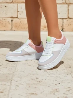 Damskie sneakersy Hypatia Pastello jasny szary skóra eko wiosna 4cm