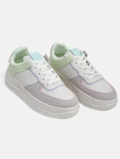 Damskie sneakersy Lycaste beżowe z ekologicznej skóry na płaskiej podeszwie