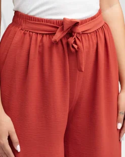 Damskie szerokie spodnie palazzo w kolorze czerwonym- Odzież