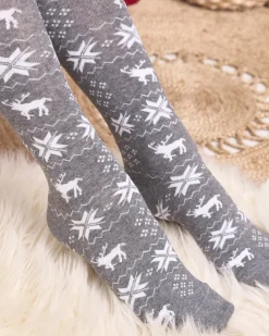 Damskie świąteczne skarpety za kolano w kolorze jasnoszarym- Bielizna