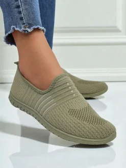 Damskie wsuwane mokasyny Hypatia Verde z tkaniny na płaskiej podeszwie