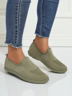 Damskie wsuwane mokasyny Hypatia Verde z tkaniny na płaskiej podeszwie