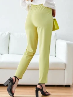 Eleganckie Spodnie Złote Kaliope Jasnożółte