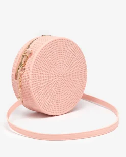 Jasnoróżowa damska torebka z tłoczeniem - Akcesoria