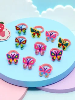 Kolorowe gumki do włosów z motylami