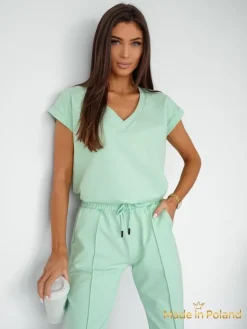 Komplet damski mięta Venera – bawełniana wygoda z włoską elegancją